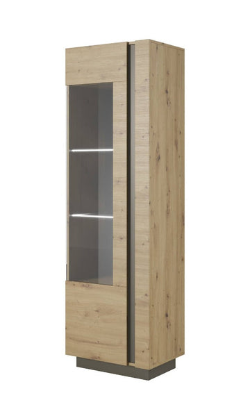 Arco Tall Display Cabinet 60cm Oak Artisan Tall Display Cabinet 