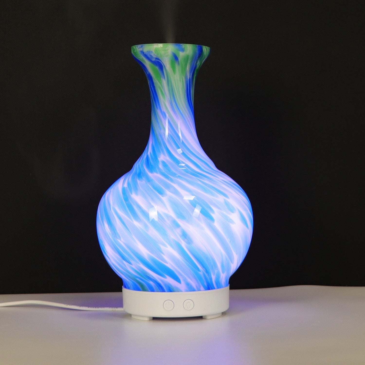 Aroma Atomiser - Glass Vase Blue and Green UK Plug-