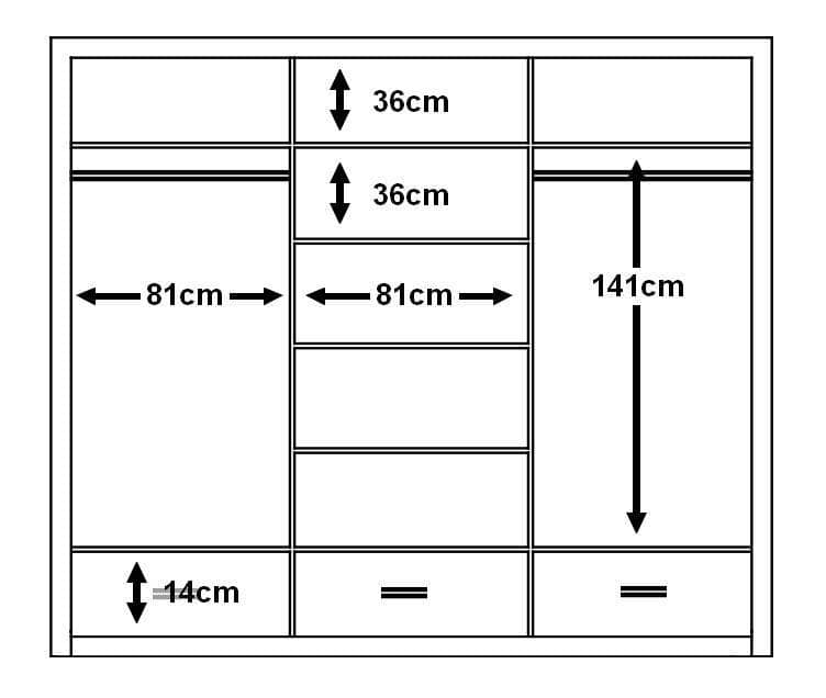 Arti 23 - 3 Sliding Door Wardrobe 250cm-Sliding Door Wardrobe