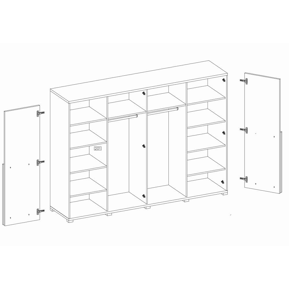 Bafra Hinged Door Wardrobe 200cm-Hinged Door Wardrobe