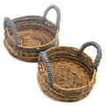 Banana Leaf & Abu-abu Raffia Basket- Set of 2-