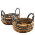 Banana Leaf & Abu-abu Raffia Basket- Set of 2 - £38.0 - 