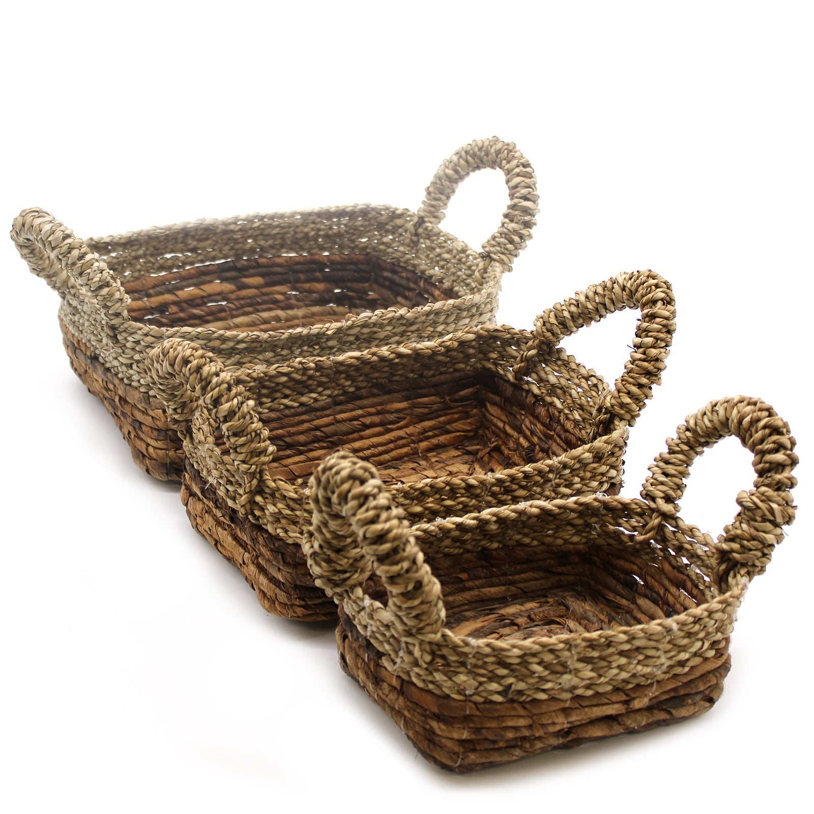 Banana Leaf & Seagrass Square Basket- Set of 3 - £42.0 - 