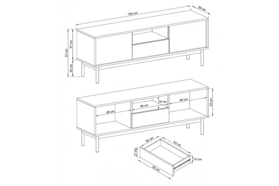 Basic TV Cabinet 154cm - £142.2 - Living Room TV Cabinet 