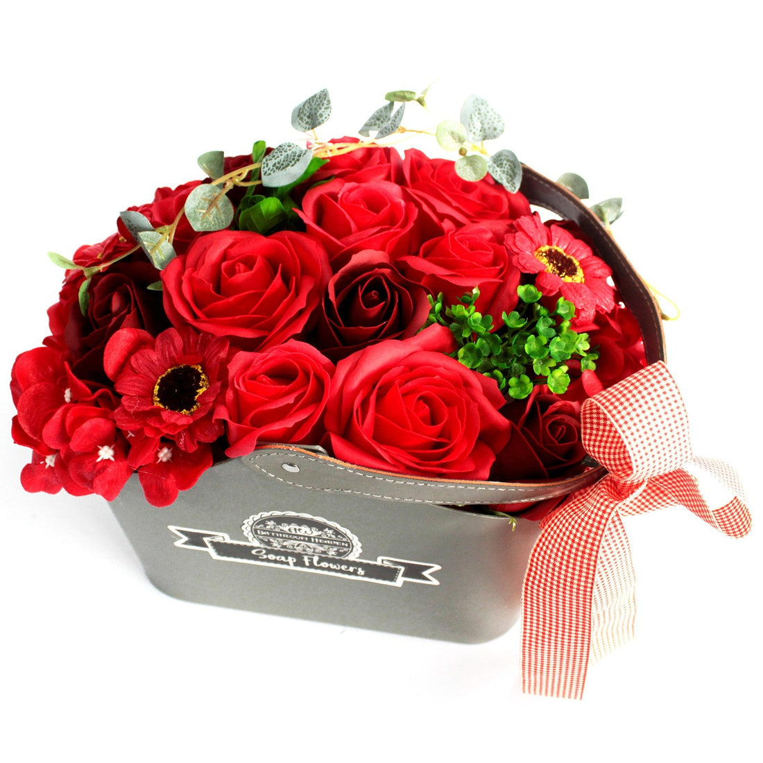 Basket Soap Flower Bouquet - Red - £41.0 - 