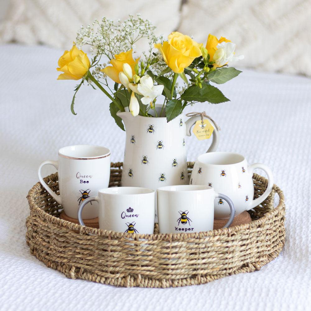 Bee Print Rounded Mug-Mugs Cups