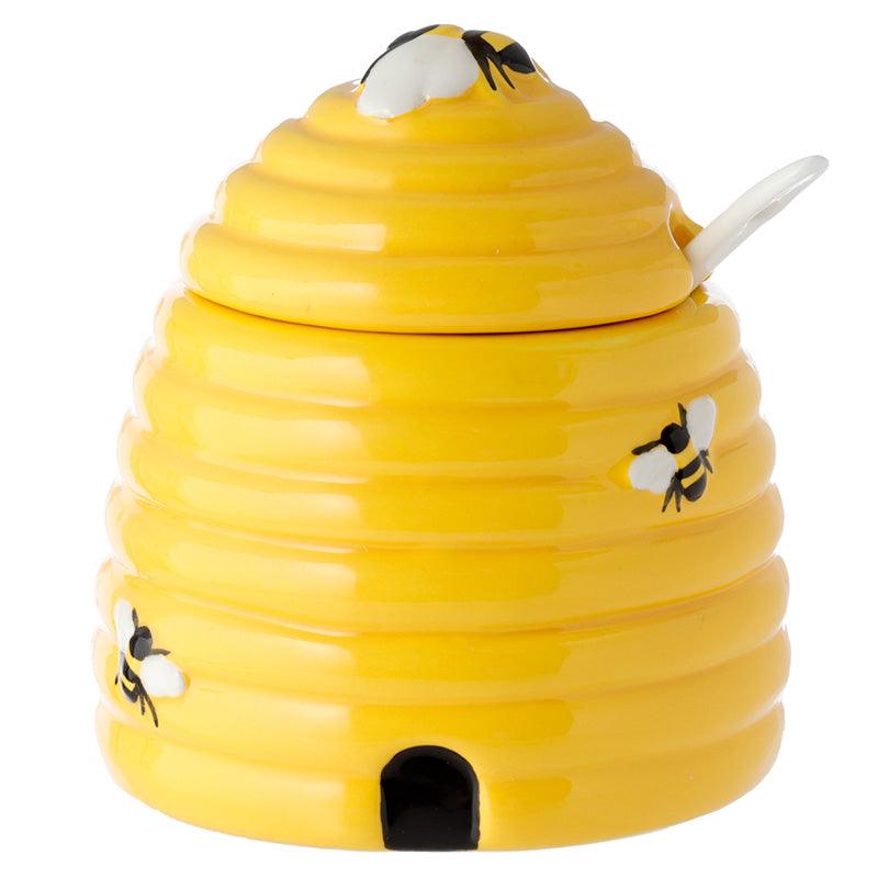 Beehive Shaped Ceramic Pot with Lid and Spoon - £9.99 - 