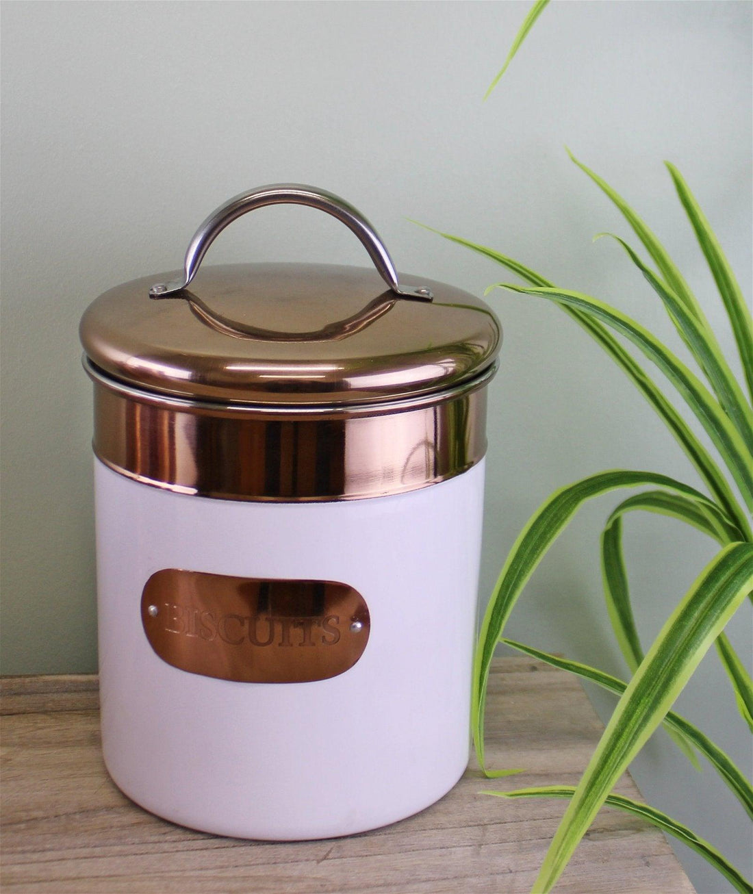 Biscuit Tin, Copper & White Metal Design - £34.99 - Kitchen Storage 