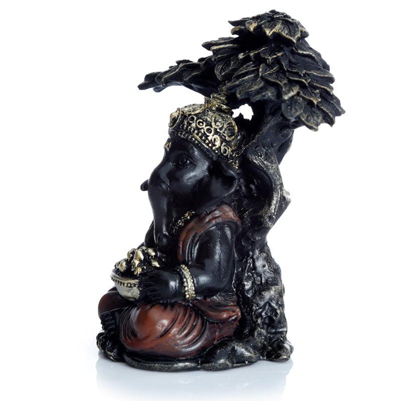 Black and Gold Ganesh Sitting Under Tree-