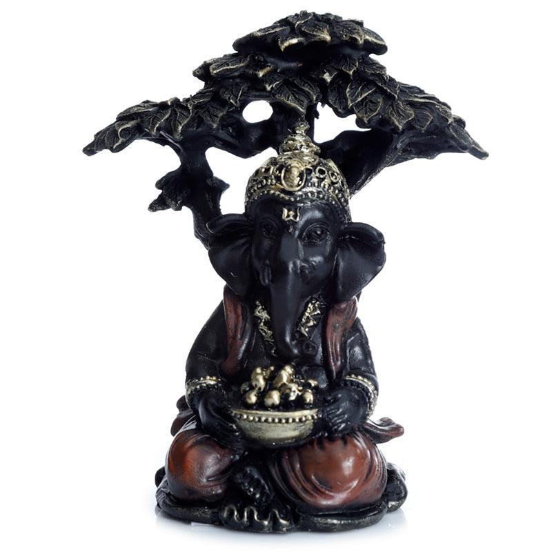 Black and Gold Ganesh Sitting Under Tree - £9.99 - 