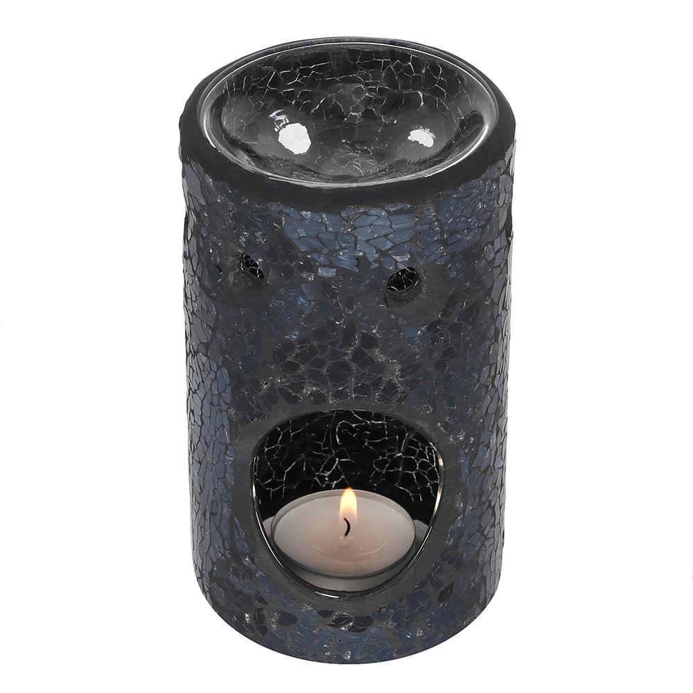 Black Crackle Glass Pillar Oil Burner-Oil Burners