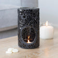 Black Crackle Glass Pillar Oil Burner-Oil Burners