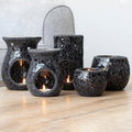 Black Crackle Glass Pillar Oil Burner-Oil Burners