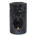 Black Crackle Glass Pillar Oil Burner - £17.99 - Oil Burners 