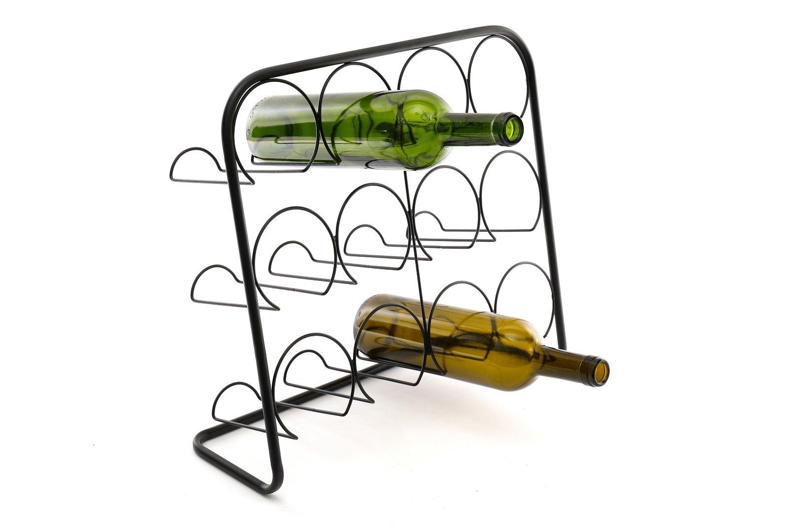 Black Metal Wire 12 Wine Bottle Holder-Wine Racks, Holders & Accessories