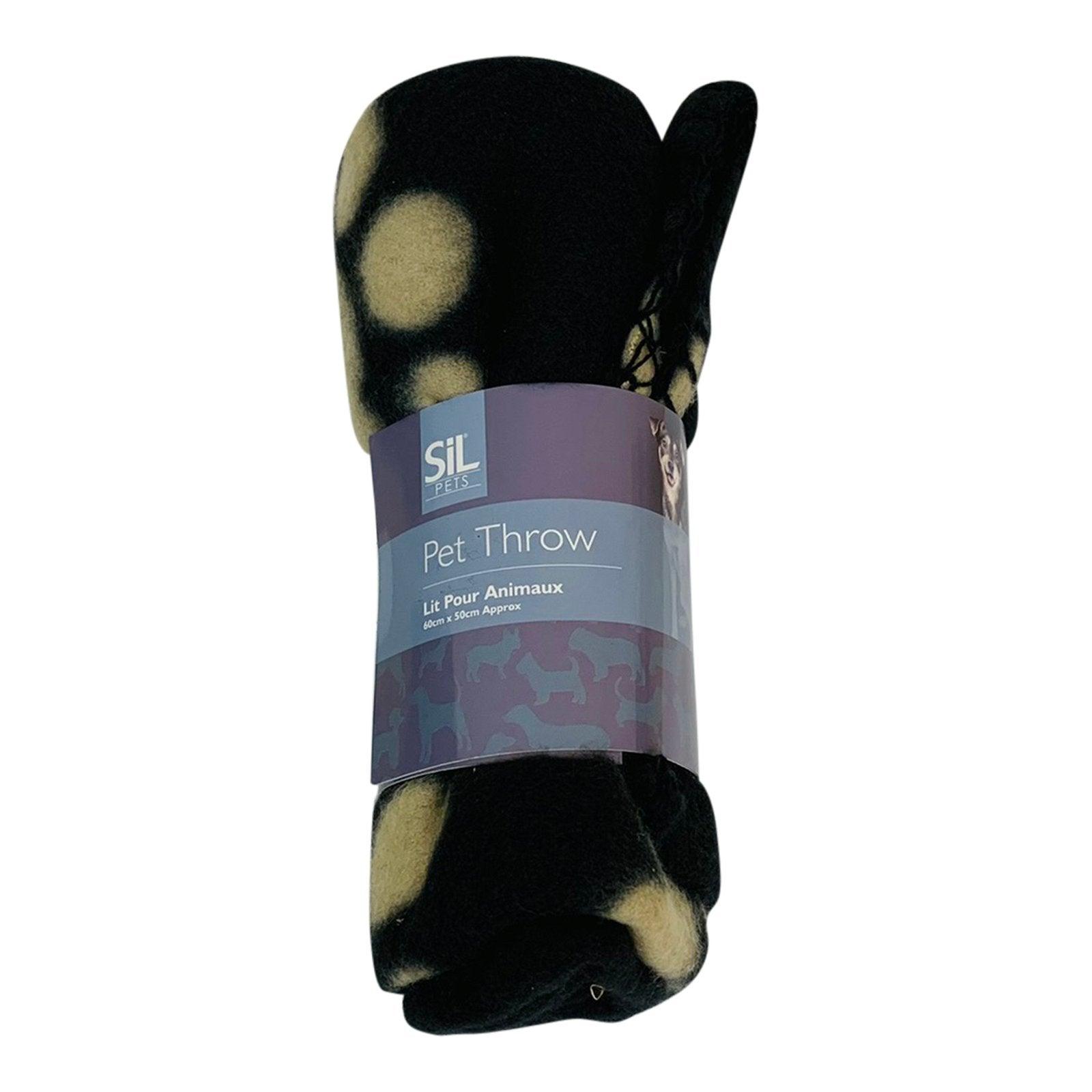 Black Paw Print Fleece Throw 60cm-Pet Accessories