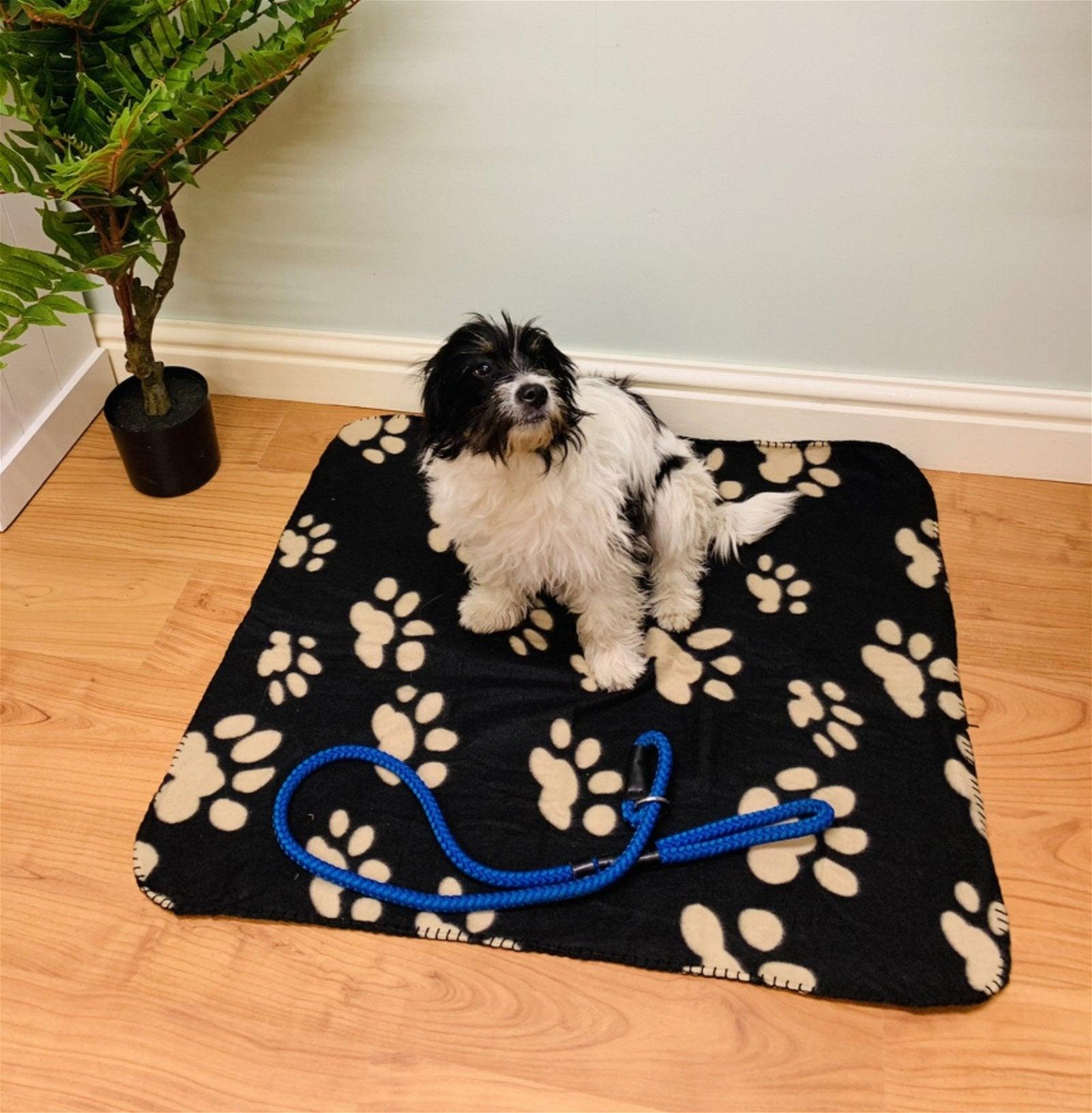 Black Paw Print Fleece Throw 80cm - £15.99 - Pet Accessories 