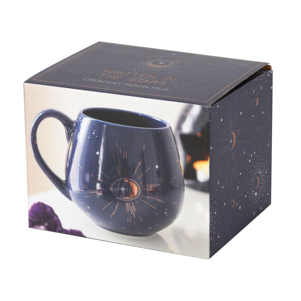 Blue Crescent Moon Rounded Mug - £12.99 - Mugs Cups 