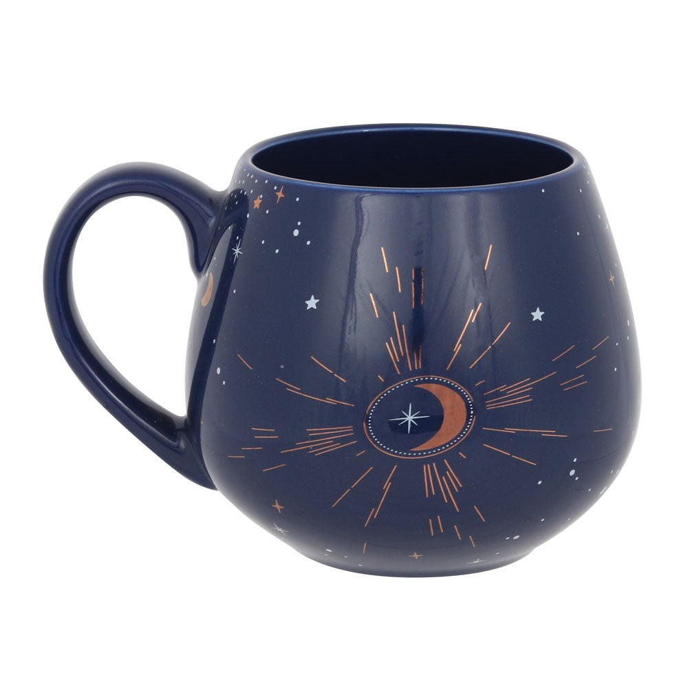 Blue Crescent Moon Rounded Mug - £12.99 - Mugs Cups 