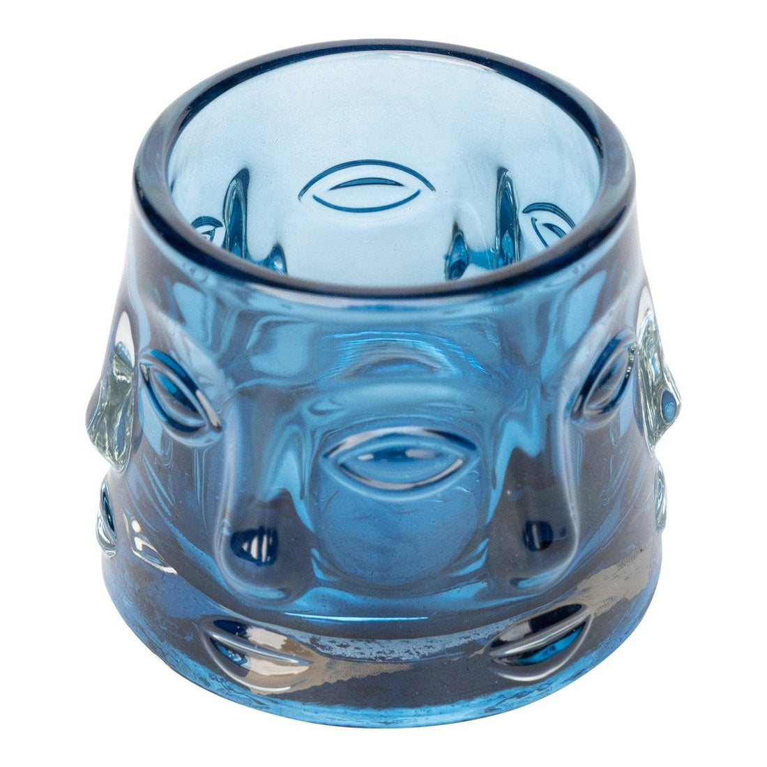 Blue Glass Face Design Candle Holder - £16.99 - Candle Holders & Plates 