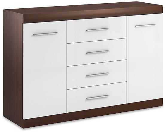 Bordo Sideboard Cabinet 07 in Oak Chocolate and White Gloss - £219.6 - Living Sideboard Cabinet 