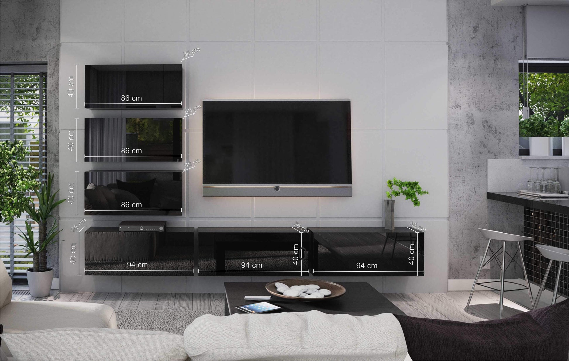 Boxing 4 Gloss Entertainment Unit-Wall Unit