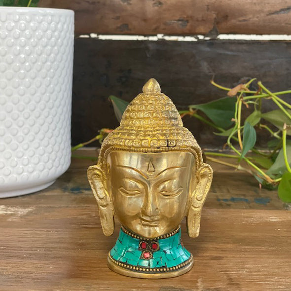 Brass Buddha Figure - Lrg Head - 11.5 cm-