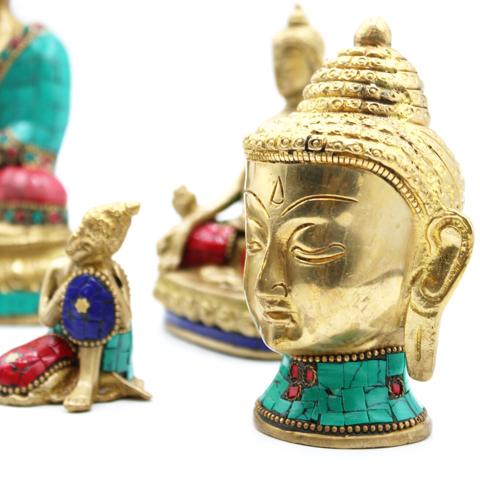 Brass Buddha Figure - Med Head - 8 cm-