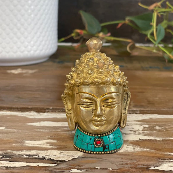 Brass Buddha Figure - Med Head - 8 cm-