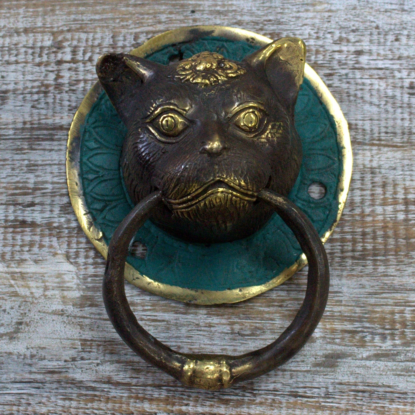 Brass Door Knocker - Cats Head-