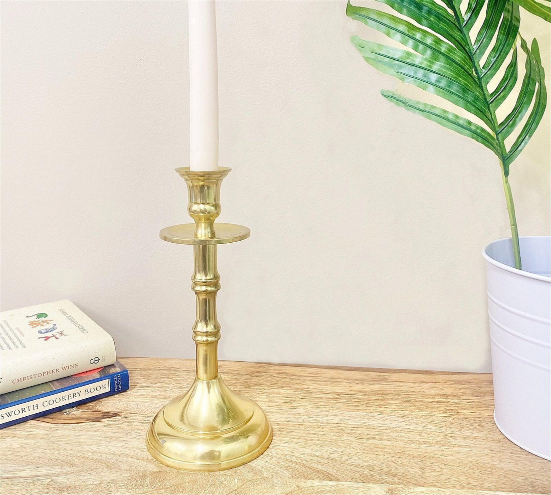 Brass Metal Dinner Candlestick 22cm - £20.99 - Candle Holders & Plates 