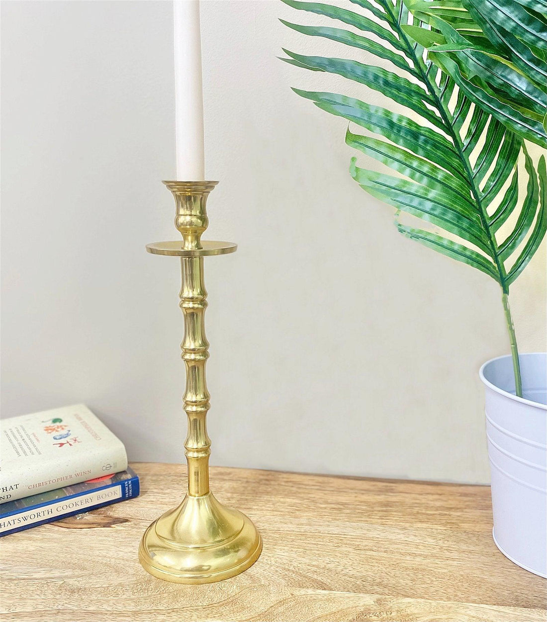 Brass Metal Dinner Candlestick 30cm - £21.99 - Candle Holders & Plates 