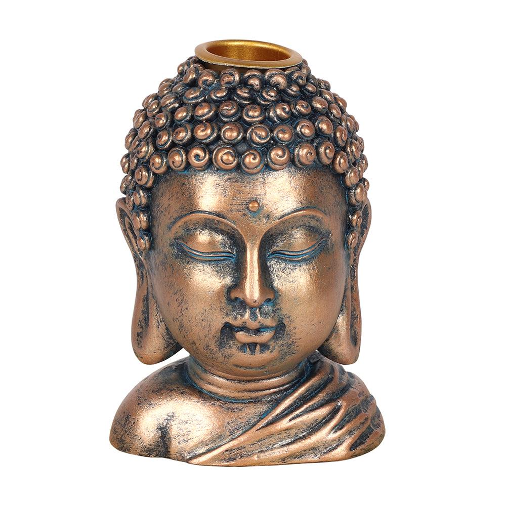 Bronze Buddha Head Backflow Incense Burner-Incense Holders