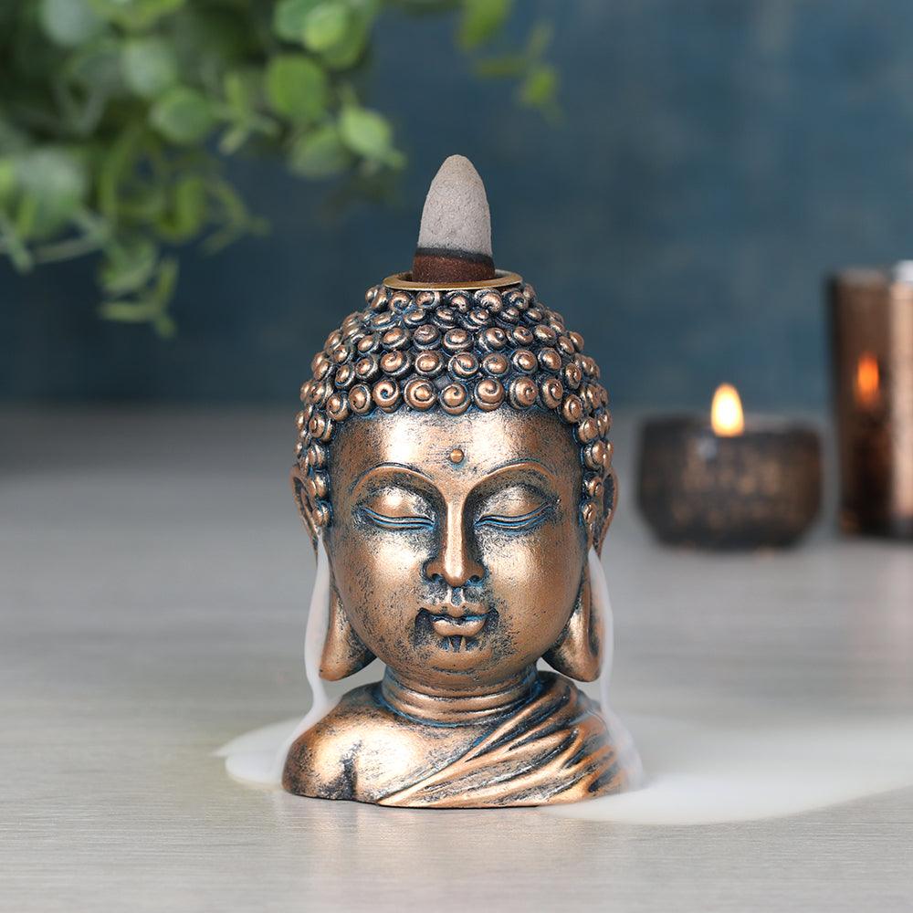 Bronze Buddha Head Backflow Incense Burner-Incense Holders