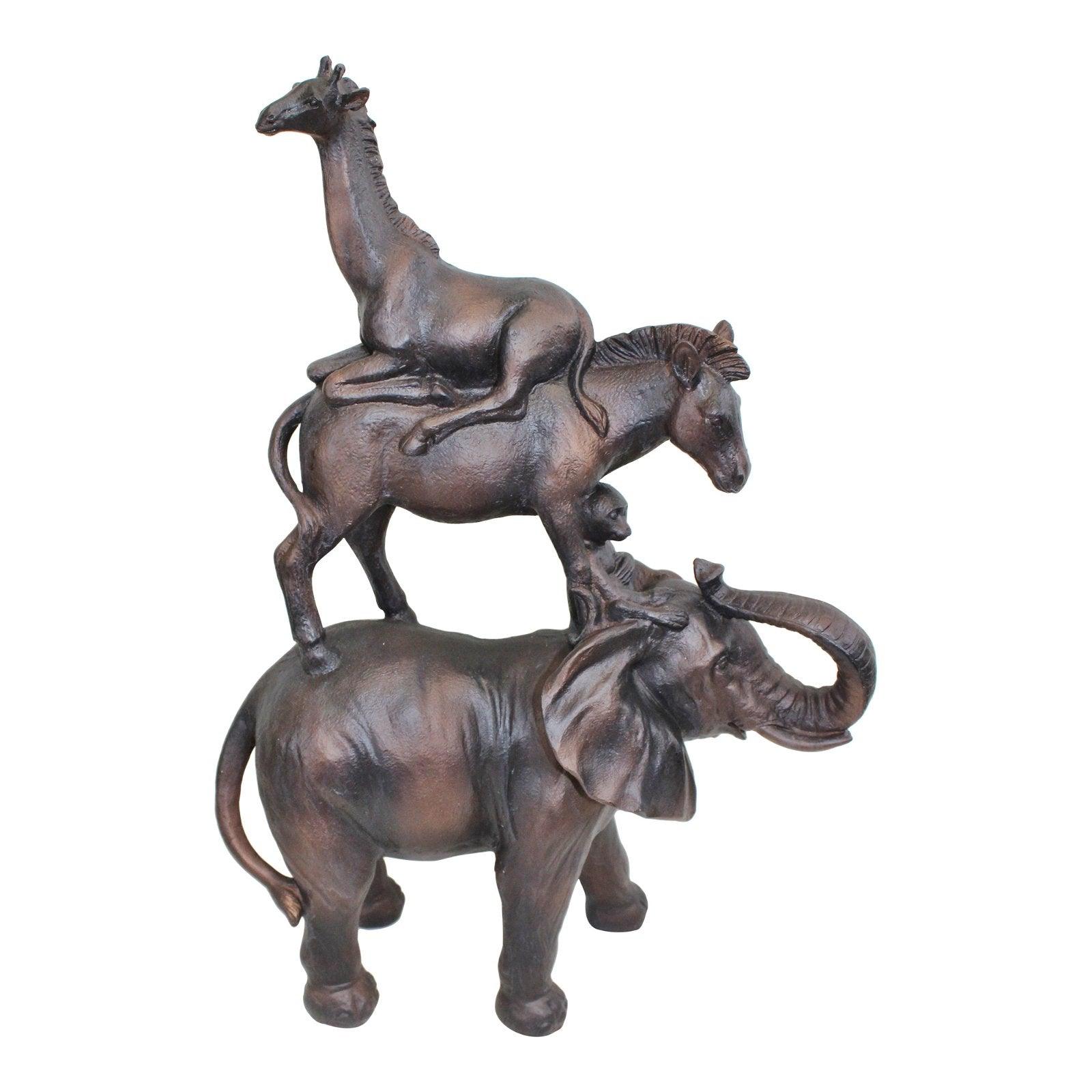 Bronze Effect Stacking Animals Ornament-Animals