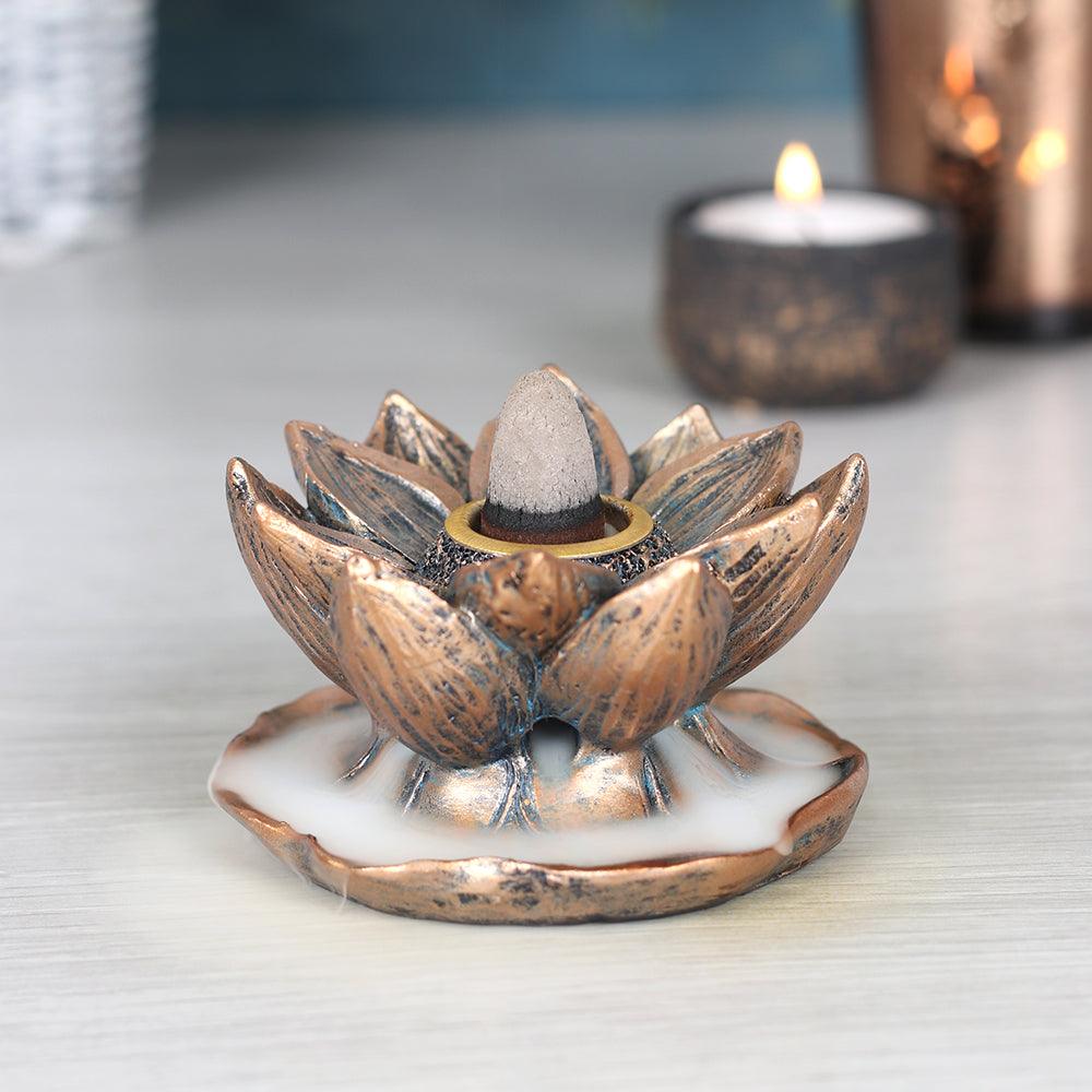 Bronze Lotus Backflow Incense Burner-Incense Holders