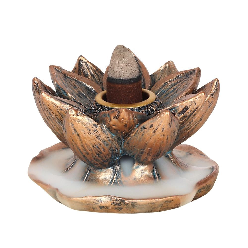 Bronze Lotus Backflow Incense Burner - £10.99 - Incense Holders 