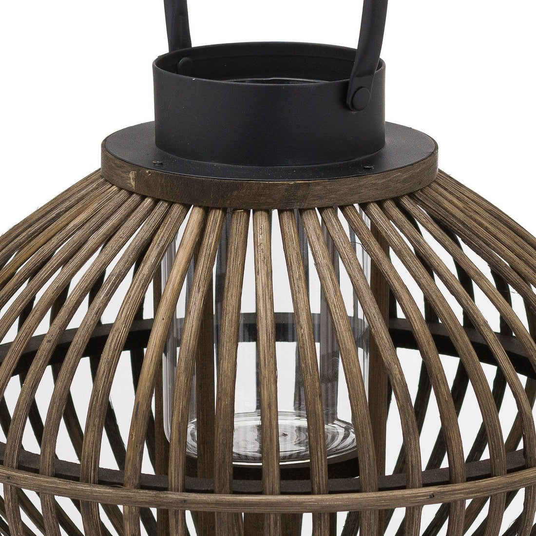 Brown Bamboo Style Lantern - £59.95 - Lighting > Candle Holders 