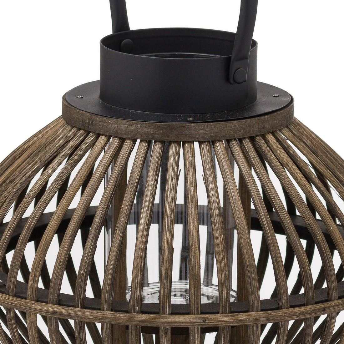 Brown Bamboo Style Large Lantern - £64.95 - Lighting > Candle Holders 