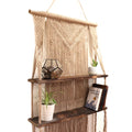 Brown Macrame Hanging Shelves - Brown-