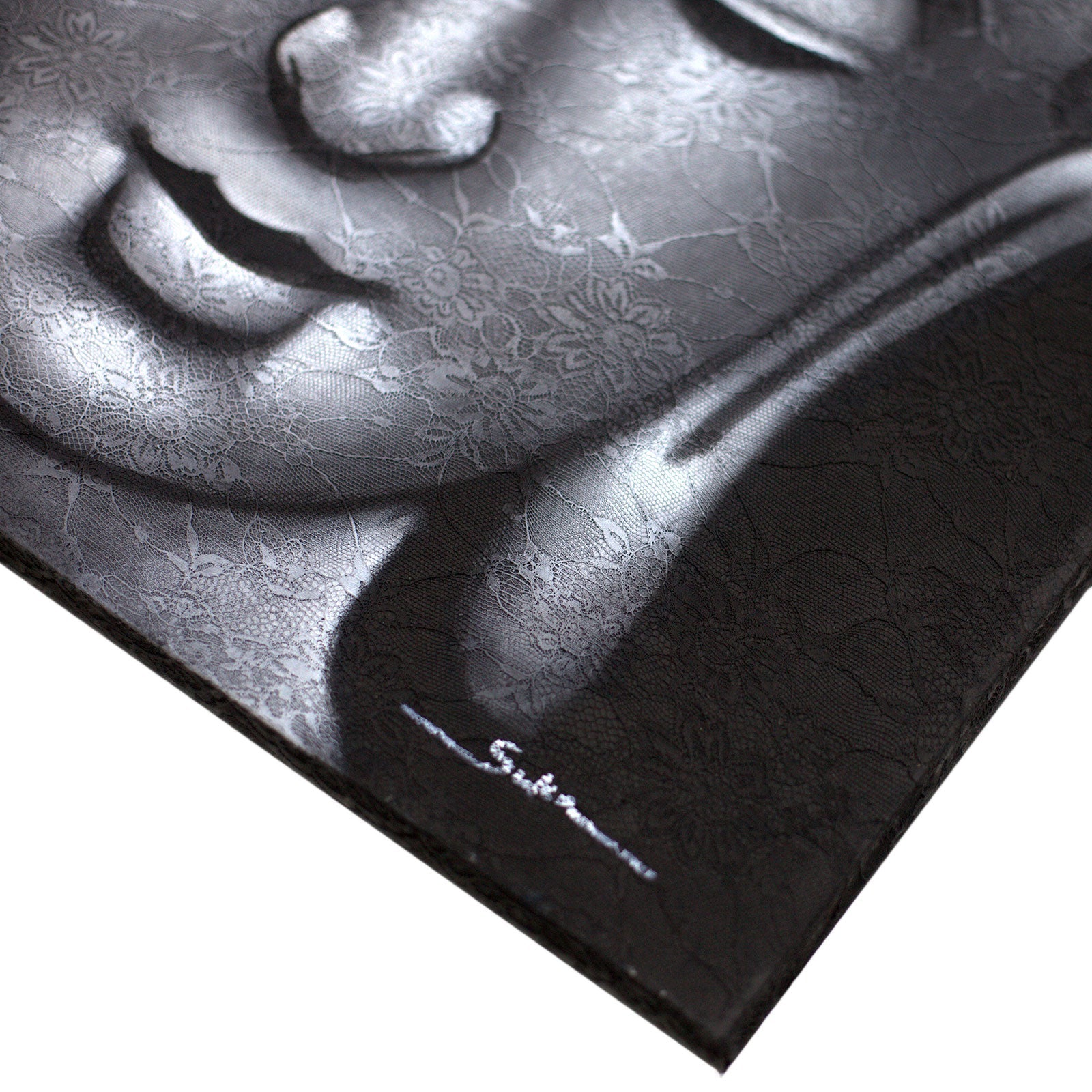 Buddha Painting - Grey Brocade Detail-