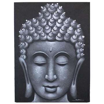 Buddha Painting - Grey Brocade Detail - £44.0 - 