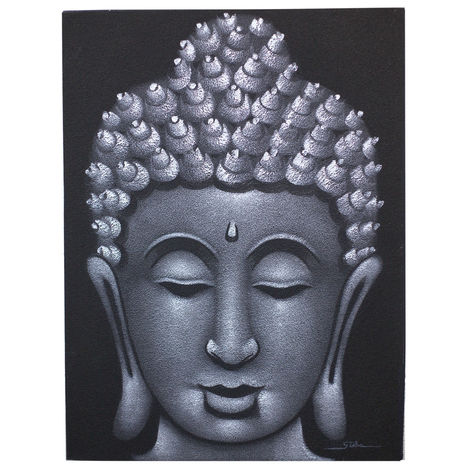 Buddha Painting - Grey Sand Finish - £41.0 - 