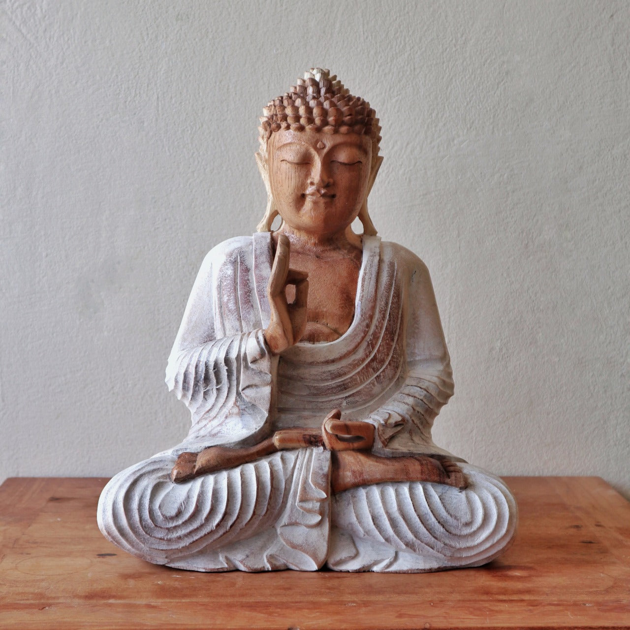 Buddha Statue Whitewash - 40cm Teaching Transmission-