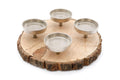 Candle Holder On Wooden Base 28cm-Candle Holders & Plates