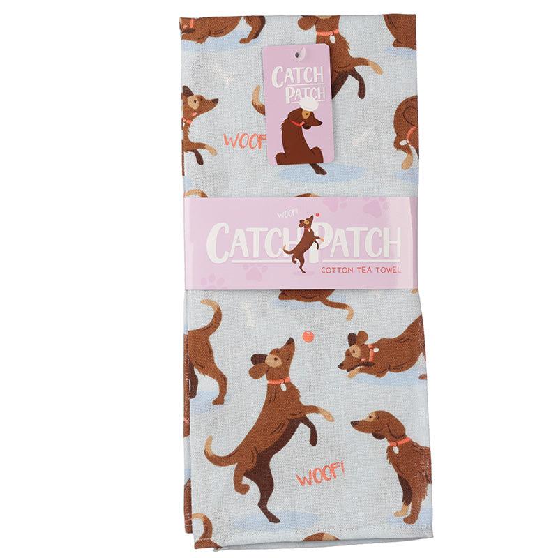 Catch Patch Dog Poly Cotton Tea Towel - £7.0 - 