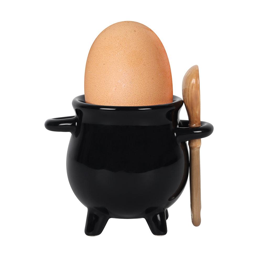 Cauldron Egg Cup with Broom Spoon - £8.5 - Tableware 