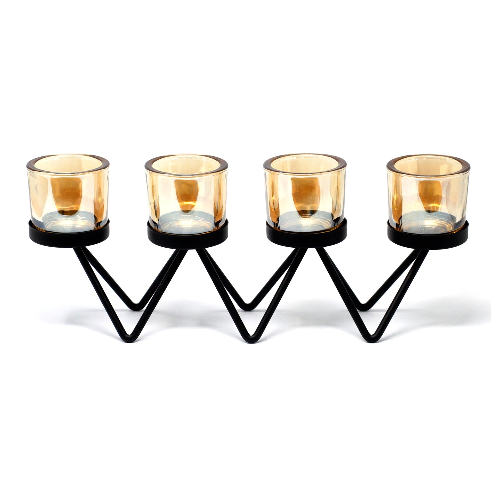 Centrepiece Iron Votive Candle Holder - 4 Cup Zig Zag-