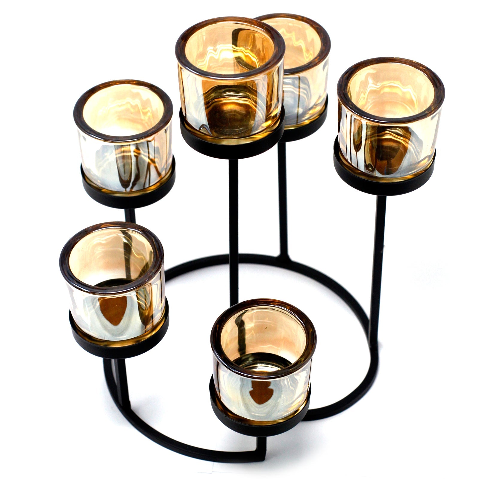 Centrepiece Iron Votive Candle Holder - 6 Cup Circule Tree-