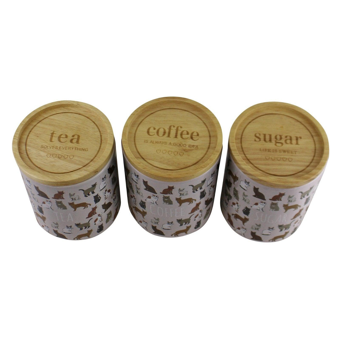 Ceramic Cat Design Tea,Coffee & Sugar Canisters - £59.99 - Kitchen Storage 